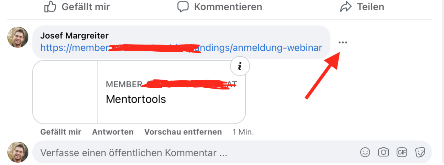 Landing Page verlinken in Facebook als Beitrag oder als Kommentar